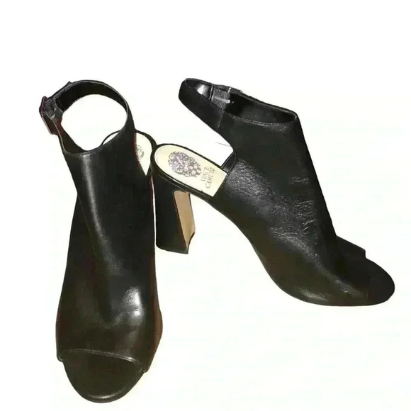 Vince Camuto Like New Black Cellia Leather Slingback Opened Peep Toe Heels 11M - Picture 6 of 16